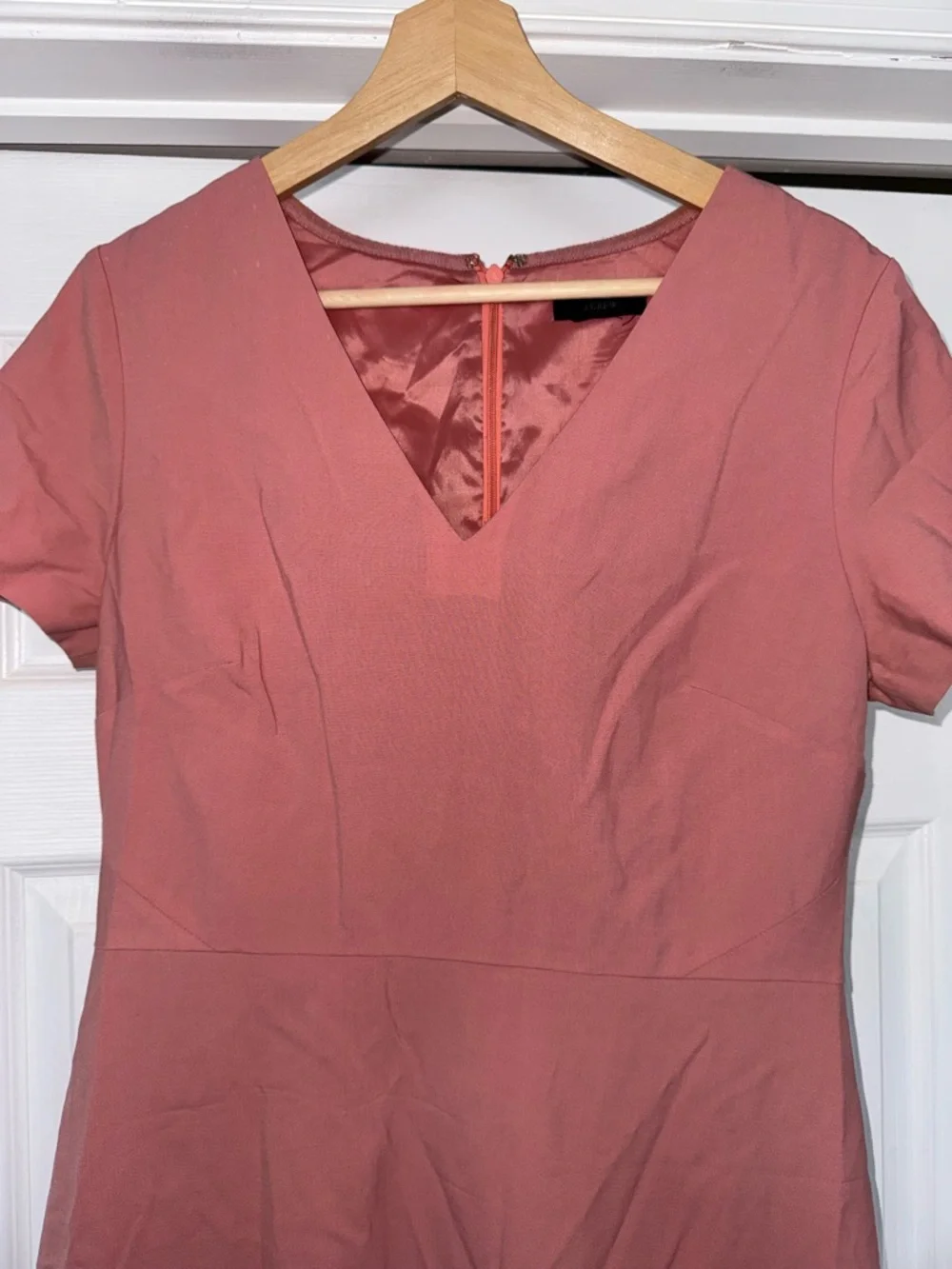 J. Crew Italian Stretch Wool V-Neck Cap Sleeve Sheath Dress Blush Pink 8